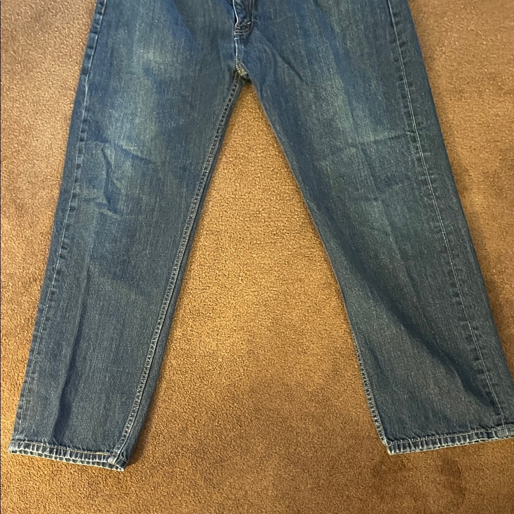 Men's Levi Blue Denim Straight Jeans - Picture 2 of 4